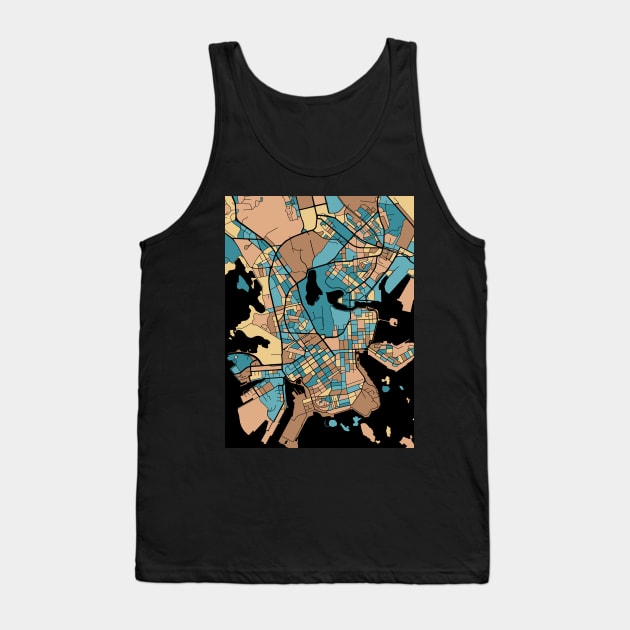 Helsinki Map Pattern in Mid Century Pastel Tank Top by PatternMaps